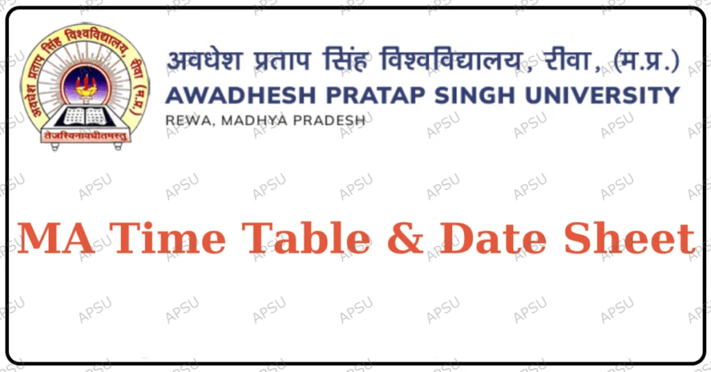 APSU MA Time Table 2024 जारी | APS University Rewa MA Exam Date Sheet Schedule