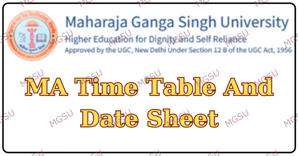 MGSU MA Time Table 2024 देंखे Maharaja Ganga Singh University MA Date Sheet PDF Download MGSU MA टाइम टेबल 2024