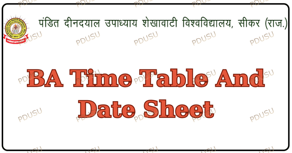 PDUSU BA Time Table Exam Date Sheet Schedule Download