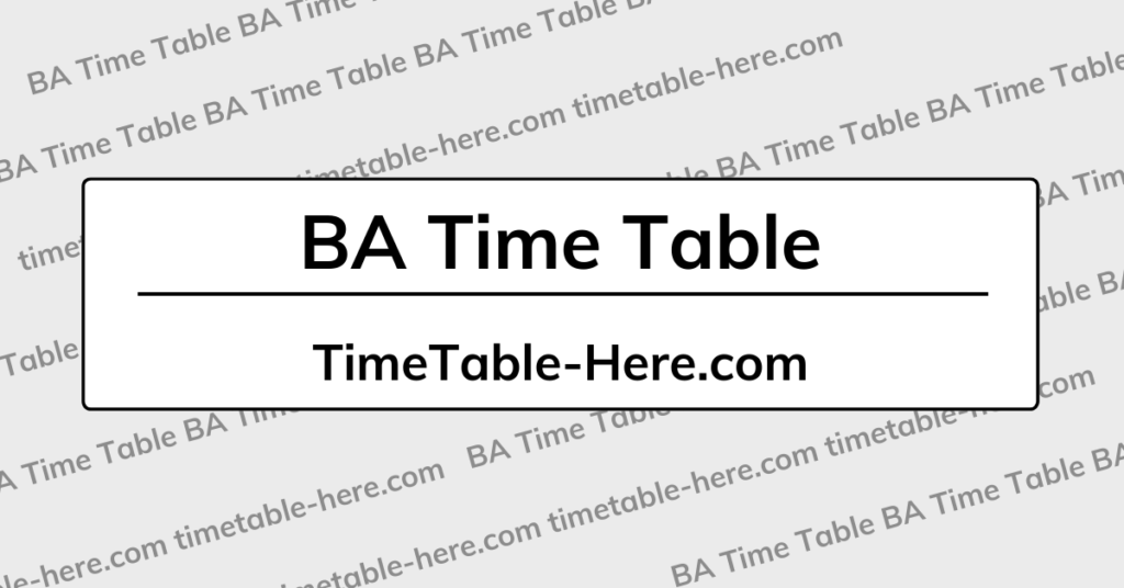 BA Time Table Exam Date Sheet Schedule PDF Download