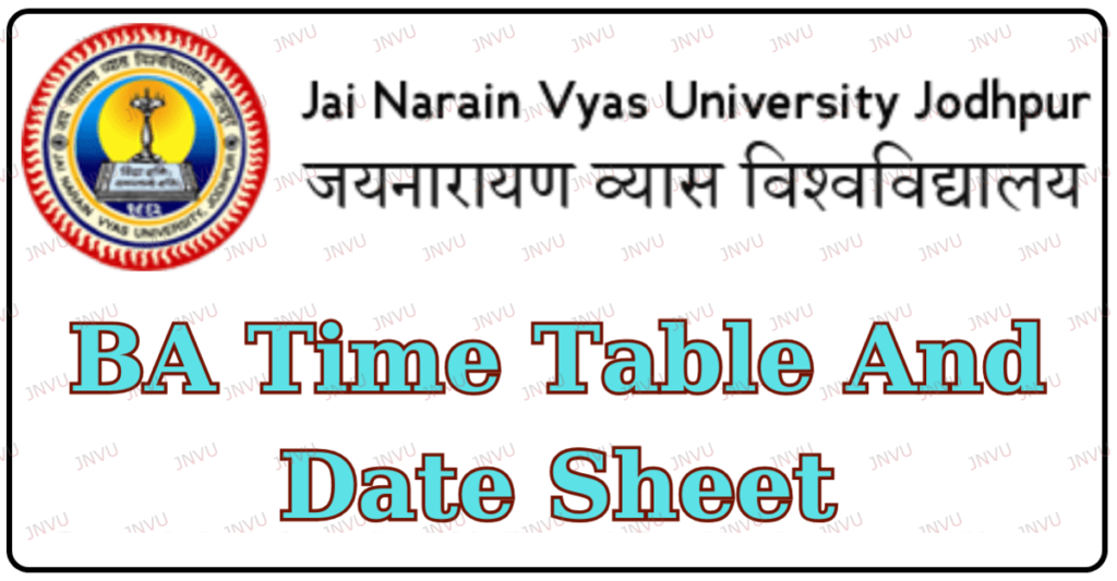 JNVU BA Time Table