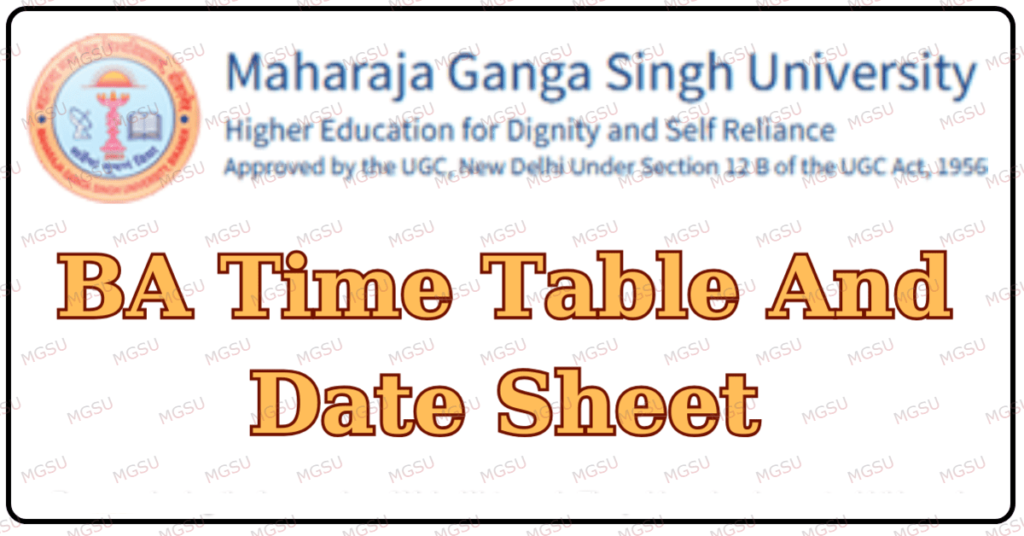 MGSU BA Time Table 2024 चेक करे | MGSU BA 1st 2nd 3rd Year Exam Date Sheet 2023-24 PDF Download