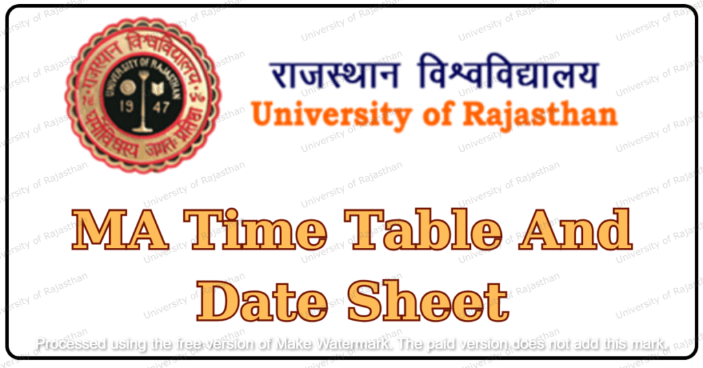 Rajasthan University MA Time Table 2024 जारी University Of Rajasthan MA Date Sheet PDF Download RU MA टाइम टेबल 2024