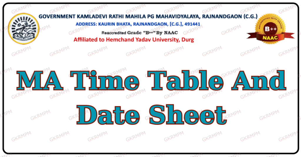 Kamla Devi Rathi Mahila PG Mahavidyalaya MA Time Table